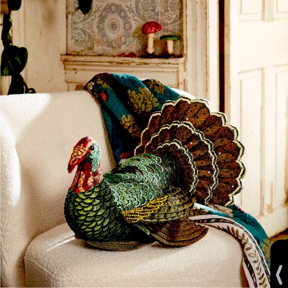NWT Beaded Turkey Novelty Plush Pillow - John Derian for Target - Picture 1 of 6